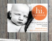 Baby announcement card - Birth announcement card - new baby announcement card digital photo card - baby announcement with photo
