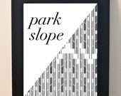 8 x 10 White OR Black Digital Print of Park Slope NYC Original Modern New York City Home Decor Graphic Print