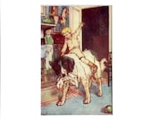 Peter Pan vintage print - Nana the Dog and toddler Michael - Alice B. Woodward 1920 -  Mounted in new 8 x 10 mat  - Ready to Frame (261)
