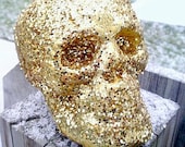 Glitter Skull Gold Skull  Sparkly Decor