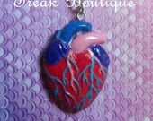 Handmade Anatomical Human Heart necklace (Weird Goth Punk Valentines Girlfriend Polymer clay)