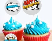 INSTANT DOWNLOAD - Pop Art SuperHero Cupcake Topper - 2" circles- Super Hero Birthday Party - Comics Pop art - Printable pdf