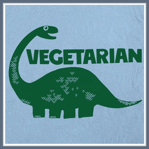 Vegetarian T Shirt Dinosaur Brontosaurus Vegan Tee Shirt Yoga Cookbook Green Funny Tee