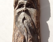 Vintage Odd/Unique Beautiful Hand Carved Tree Branch Wood Bearded Man Wall Hanging 9 inches tall