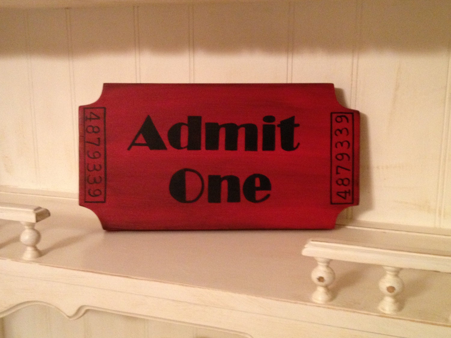 Movie Ticket Admit One Sign, Admit One Movie Ticket Stub Sign, Admit One Handpainted Wood Sign