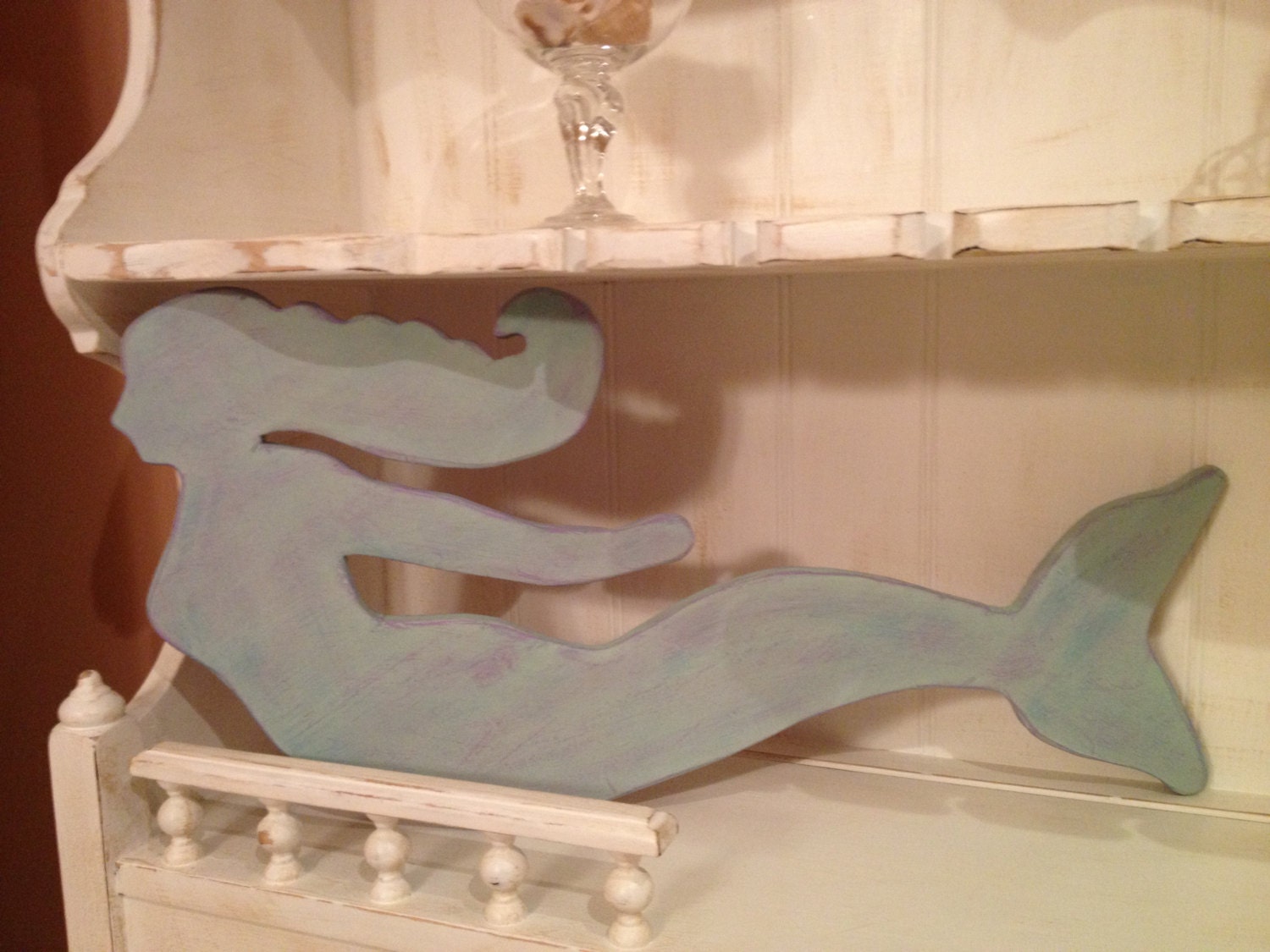 Mermaid Wall Hanging, Handpainted Wood Mermaid Wall Hanging, Lady of the Sea in Custom Colors