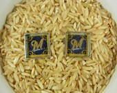 Milwaukee Brewers 16mm Square Silver Plated Cuff Links Image Cut From Baseball Cards