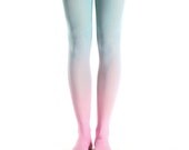Ombre tights pink-turquoise