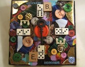 Assemblage mosaic mixed media paper mache box  OOAK