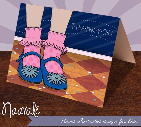 Blue Party Shoes Thank You Cards (6-card set)