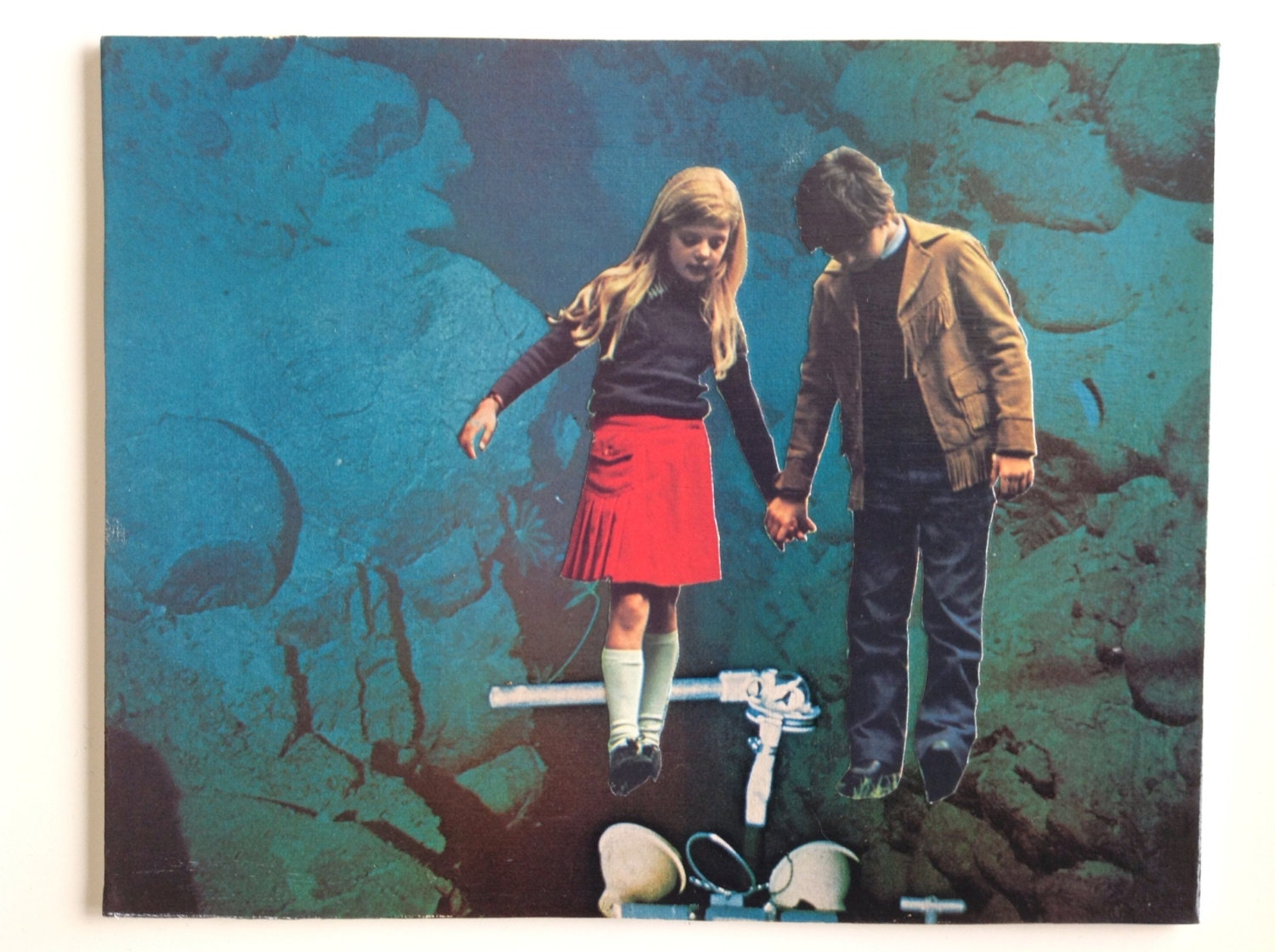 Surreal Art Original Collage - Take My Hand - Surrealism - Hipster Wedding Gift - Hipster Engagement Gift - Children Love