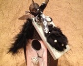 ViNTAGE, PARIS, French, SHABBY CHiC - Handmade Wood Birdhouse Decoration- Black n Pink w Tres Chic Mannequin  - Pretty Birthday Gift (BH225)