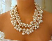 Ivory Wedding Statement Necklaces crocheted pearls