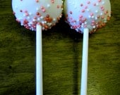Valentine's Day Cake Pops - Red and Pink Sprinkles - Chocolate Covered Strawberry - One Dozen
