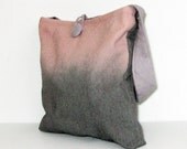 Large canvas tote - shoulder bag - ombre bag -  color block tote - pink and grey - canvas bag