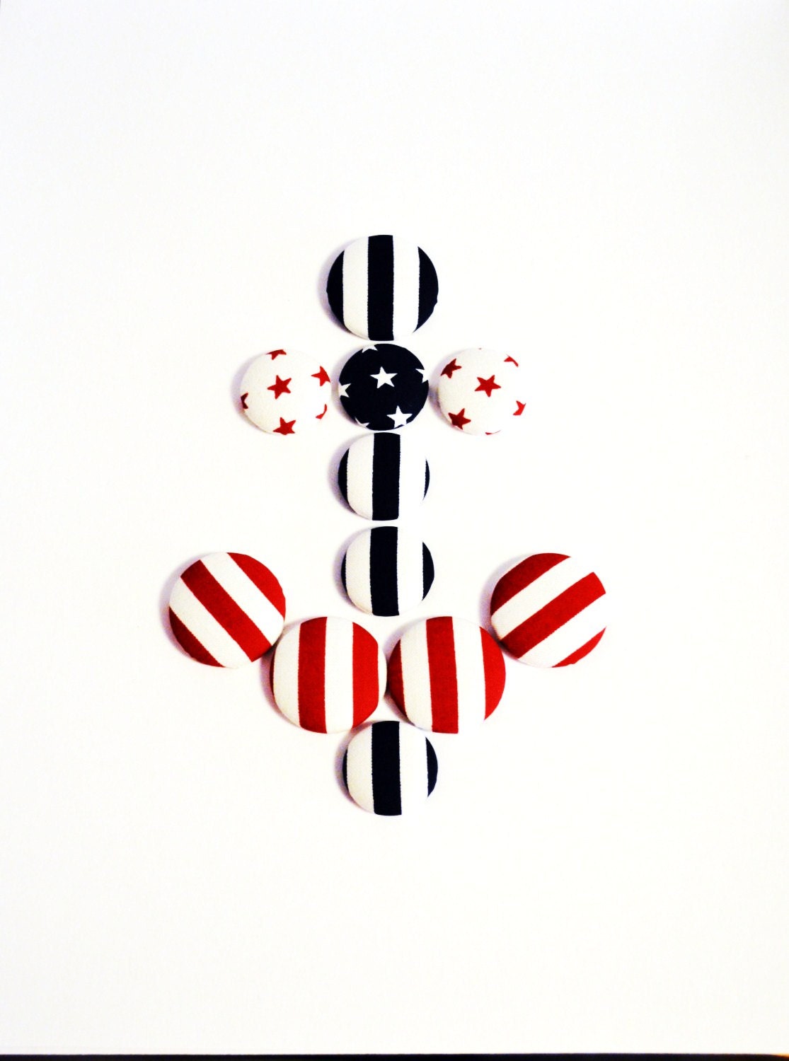 Nautical Magnet Set - Red and White - Navy and White - Nautical Decor - Anchor - Patriotic - Americana - Stars - Stripes - Sailor