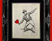 LOVE HEART ART Poster Valentine Gift for Her, Gift for Girlfriend, Unique Gift for Her, Love Heart Print on Dictionary Paper - Give You Love