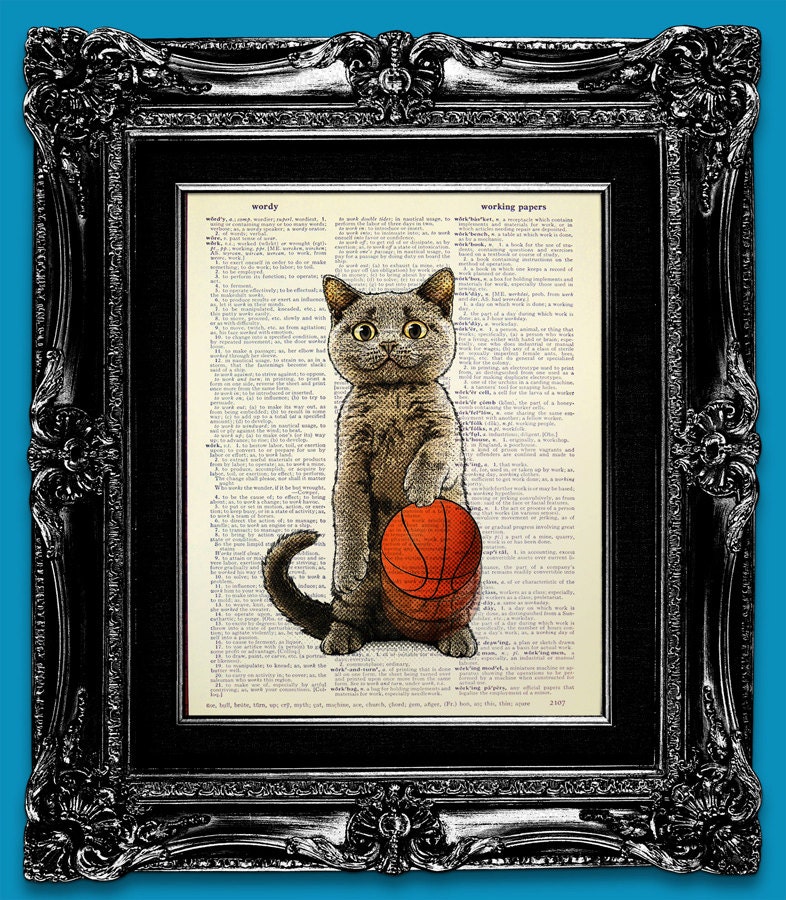 CAT ART PRINT Cat Print, Cat Wall Art Cat Decor, Cat Artwork, Cat Poster, Geekery Geek Humor Art, Dictionary Art Print Book Art - Air Kitten