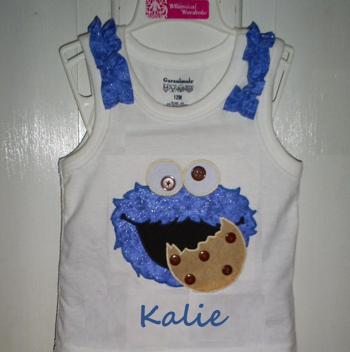 Num Num Glitter Cookie Monster Inspired Tank or Tee  Personalized custom 12 months - 5T TeamEtsyBABY
