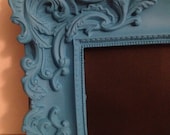Ornate baroque frame with chalkboard blue 4 x 6 picture frame table number wedding shabby chic French country vintage look