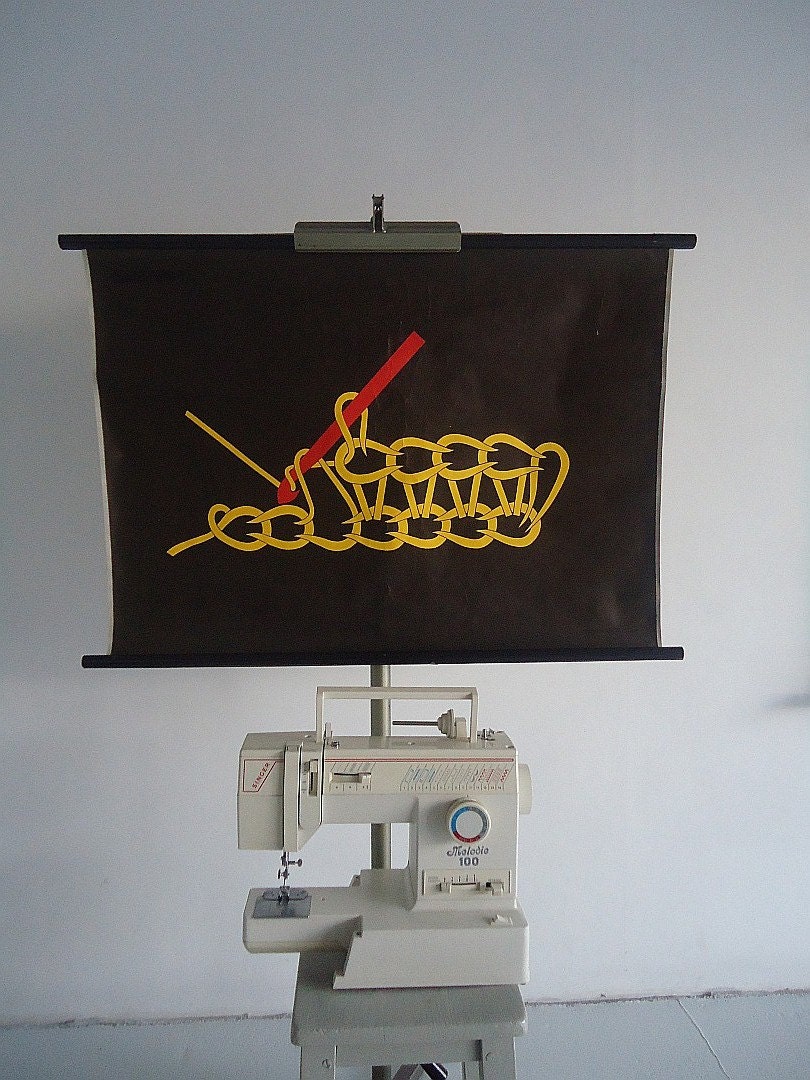 Vintage pull down school chart, Crochet