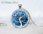 TREE OF LIFE Pendant  Tree of life Necklace Blue Turquoise  White Silver Jewelry Necklace for him  Art Gifts for Her(P3H04V06)