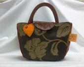 ITSY BITSY BAG small tote in brown and gold fabrics and leather