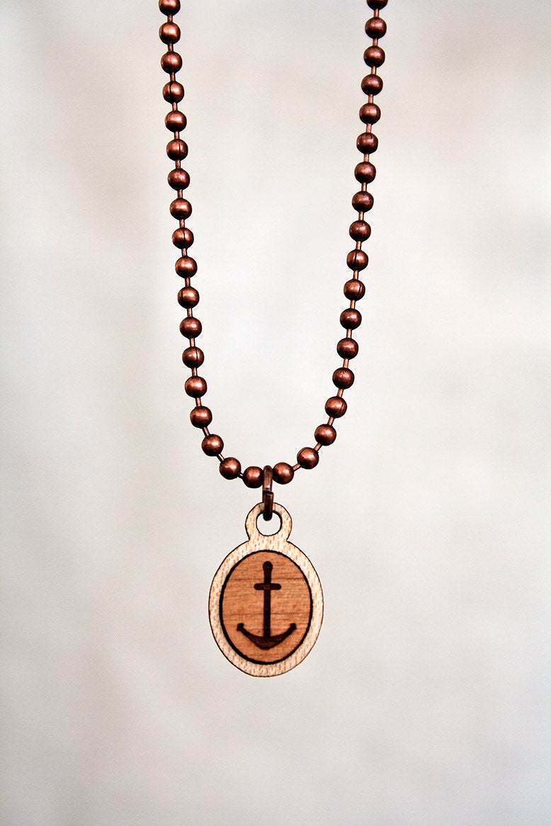 Anchor Necklace, Handcrafted and Laser Engraved