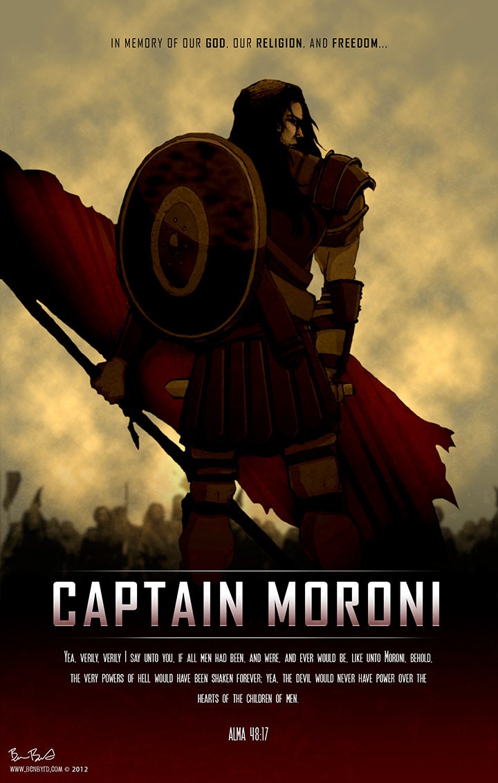 20x30 Captain Moroni with Title of LIberty poster from the LDS Book of Mormon with scripture from Alma 48:17 is great for teens