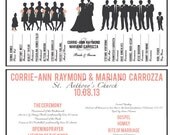 Custom, Printable Wedding Party Program Card - Double Sided