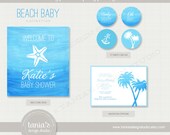 Beach Baby Printable Baby Shower Party Package by tania's design studio