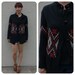 Aztec Southwestern Tribal Cardigan Sweater Vintage 1980s 80s Boho Hippie Ethnic Navajo Black Button Up Size Medium Large