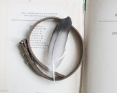 free shipping - brown leather bracelet wrap around wrist engraved sheet music