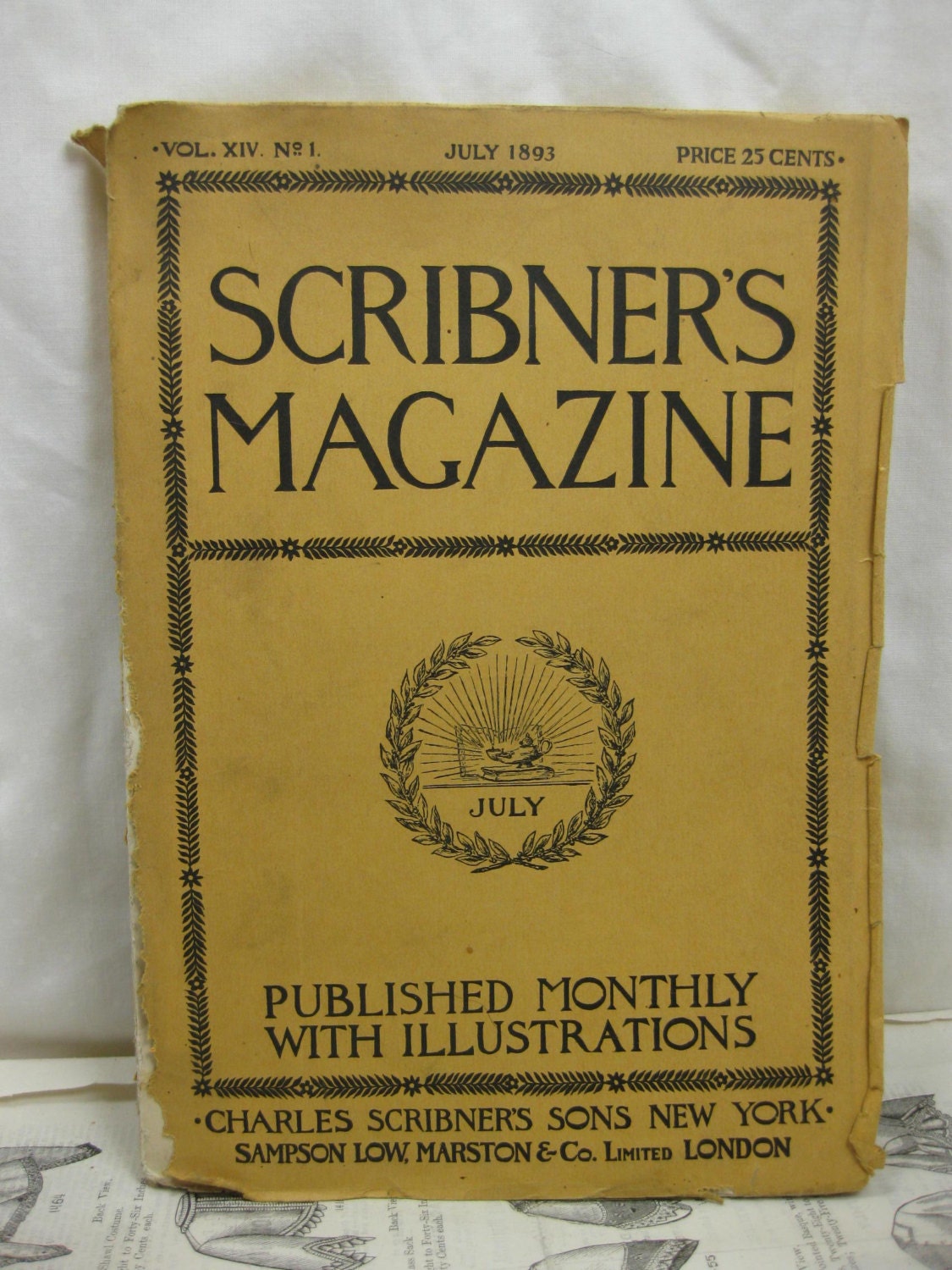 1893 Scribners Magazine, American Fiction Stories, 1800s Antique Magazine, Paper Ephemera