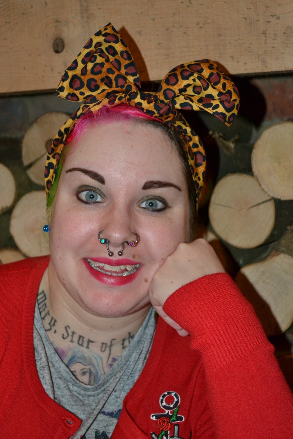 LEOPARD PRINT rockabilly/ Retro 50s, vintage inspired pin-up style hair bow, hair scarf/ hair wrap/ bandana.