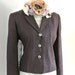 Vintage Linen jacket, classic, 60's women's vintage clothing, country chic, shabby plum brown, romantic antique clothing