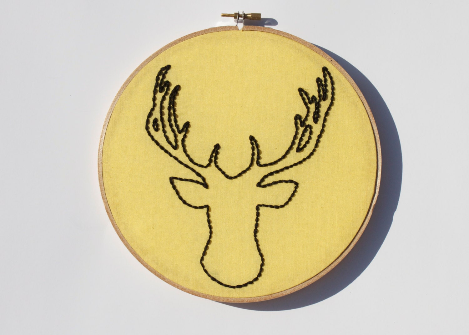 Stag Silhouette - Taxidermy Deer Silhouette - Embroidery Wall Art- Hand Embroidered
