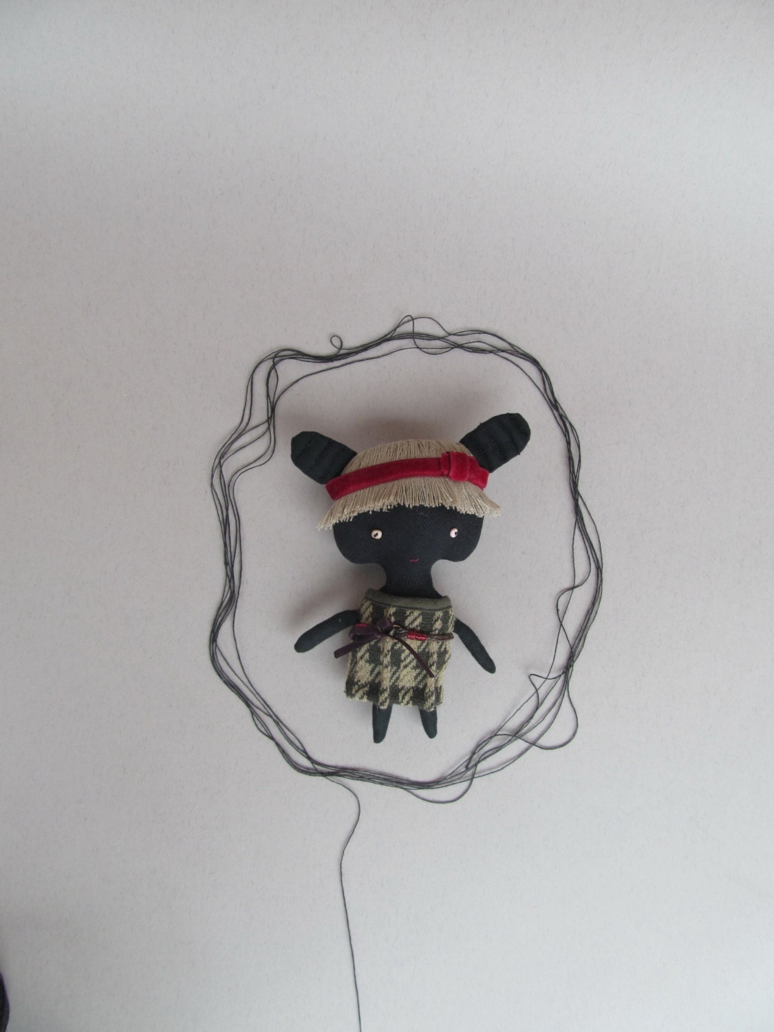 Mini doll Barbara. Easter bunny, rabbit. Spring selebtations. Rag stuffed cloth art doll.