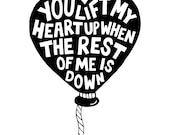 Heartbeats Challenge Print - You Lift My Heart Up - love print, music quotes, hand drawn typography.. - whatwheelermakes