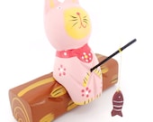 Handmade Woodworking,Wood Carving,Cute Cat,Home Decor,Desk Display,Wood Miniature,Doll House