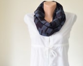 Checkered Gray Tones, Infinity Scarf, Wrinkled Fabric, Women