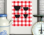 Measuring Tea Cups : Check Cards, Kitchen Art, 8x10 Print, Wall Art