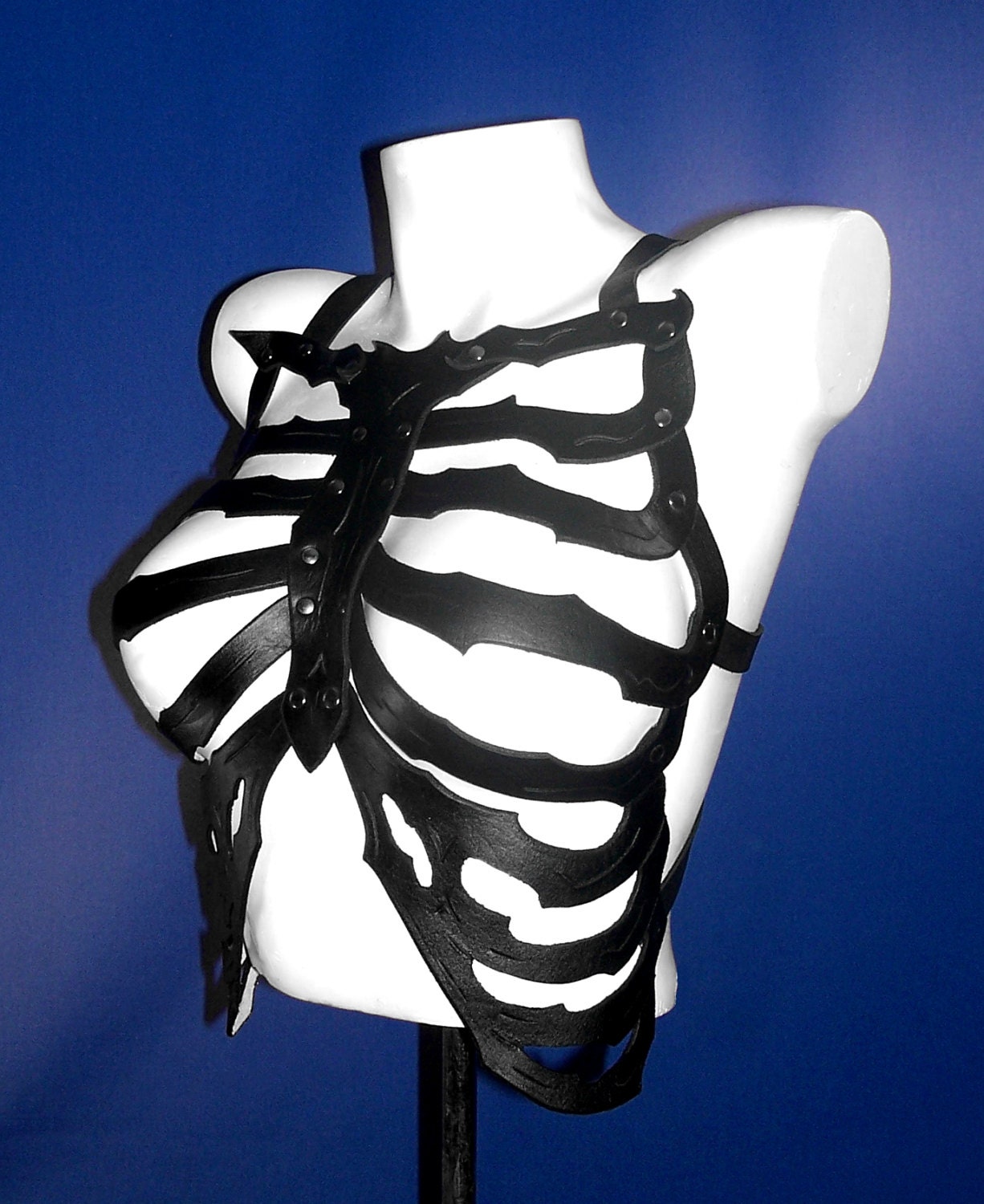 Black Leather "SKELETOP" Molded Wearable Rib Cage