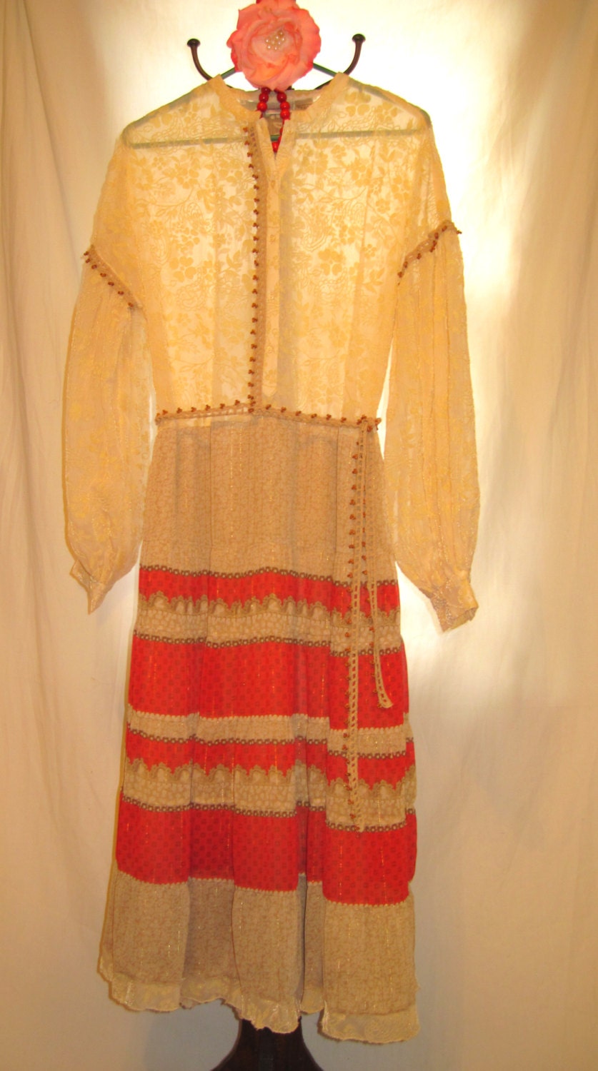 Boho Style Babydoll Spring Summer Light Dress Free Style, Made of Sheer Material, Bohemian Hippie Comfy Summer Dress with Crochet Belt