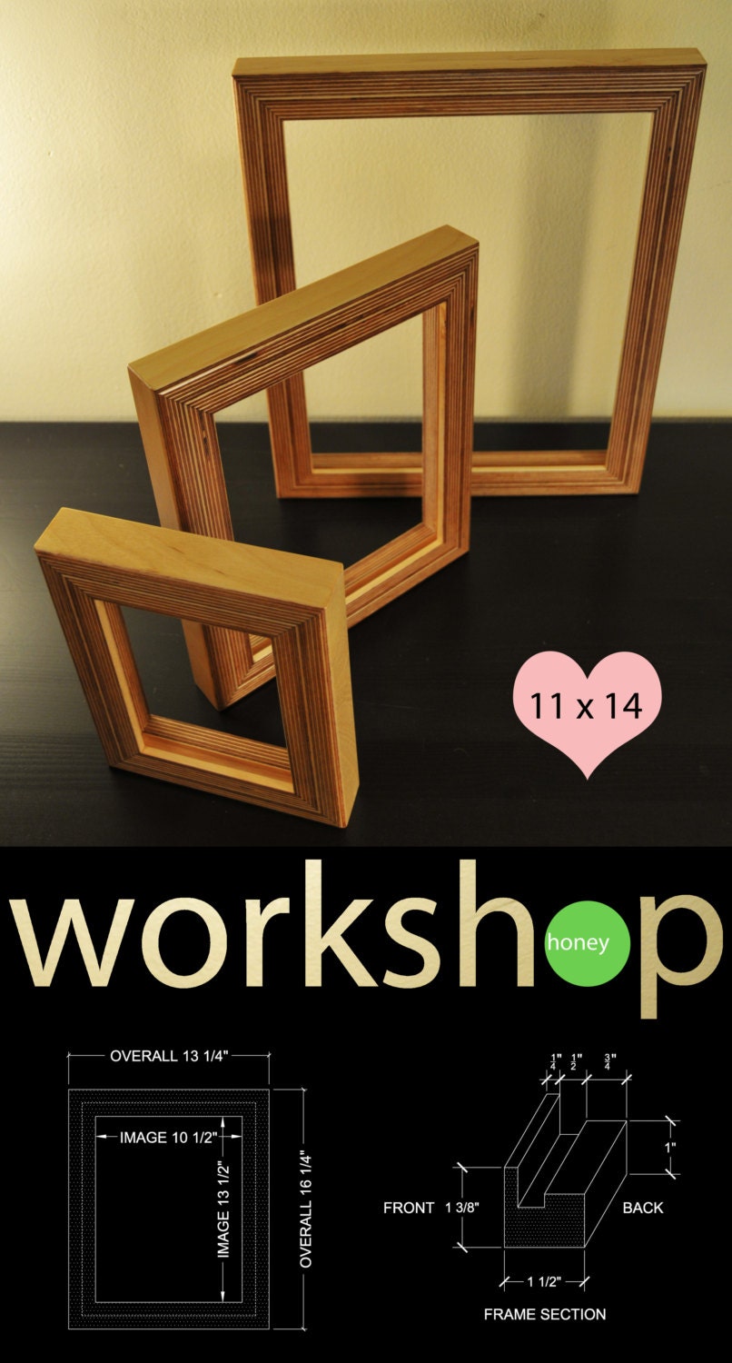 11x14 Handmade Modern Plywood Picture Frame