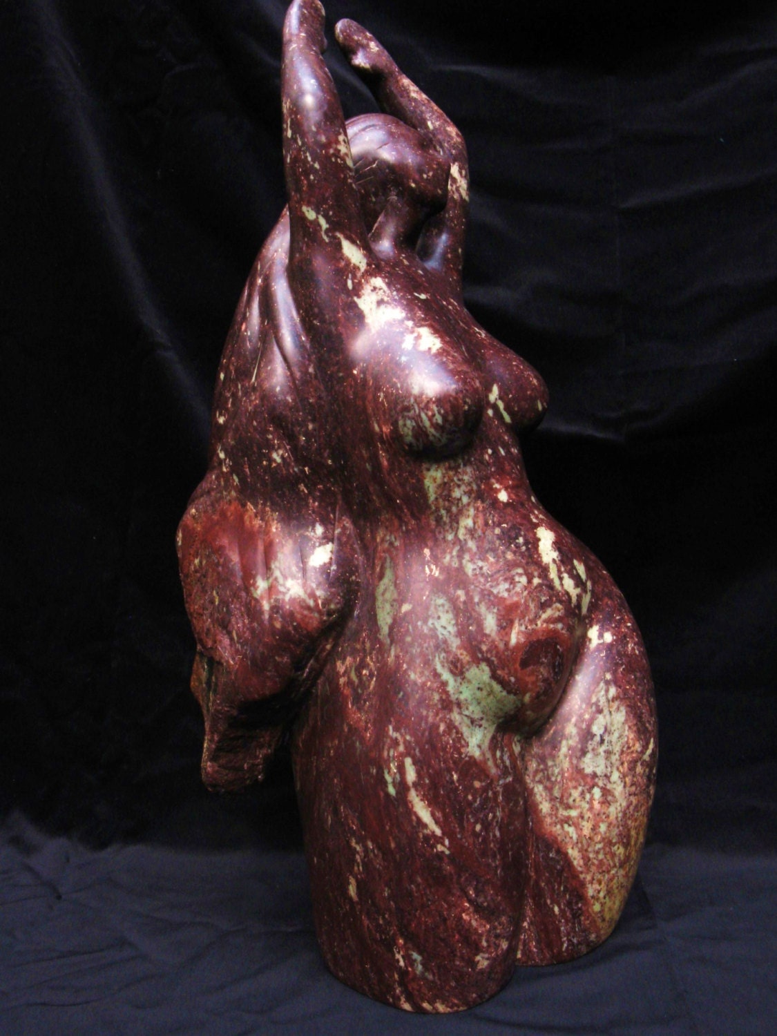 Dancing Mama - Fire in the Belly"  serpentine stone sculpture, Goddess, nude female form.