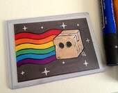 Schrödinger's Nyan - Sketch Card - 3.5 x 2.5 - Original - Marker