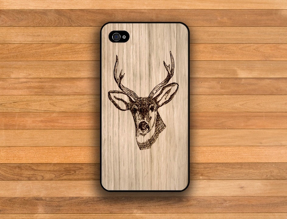 Deer on wood pattern iphone 4 case,iphone 4s case,  iphone case (not actual wood)