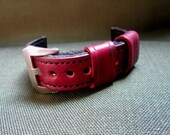 Mystic Red - 20mm soft leather watch strap/band-Handmade from start to finish. Includes free pre-v buckle and worlwide shipping.
