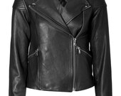Womens Leather Jacket , Handmade , Modern Style , Great As a Gift , Custom Design